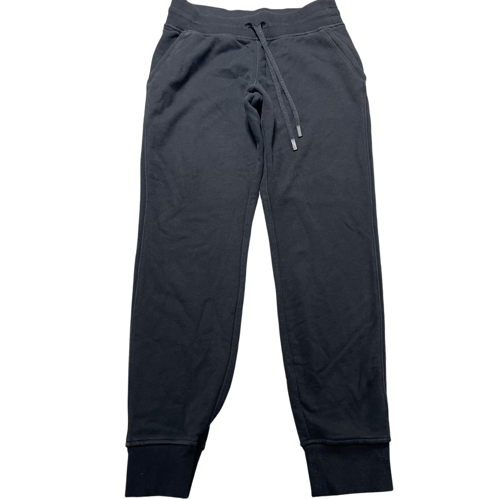 Lululemon Sweatpants Womens 6 Black Fleece Jogger Pants Drawstring Pockets